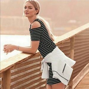 WHBM Black and White Cold Shoulder Dress